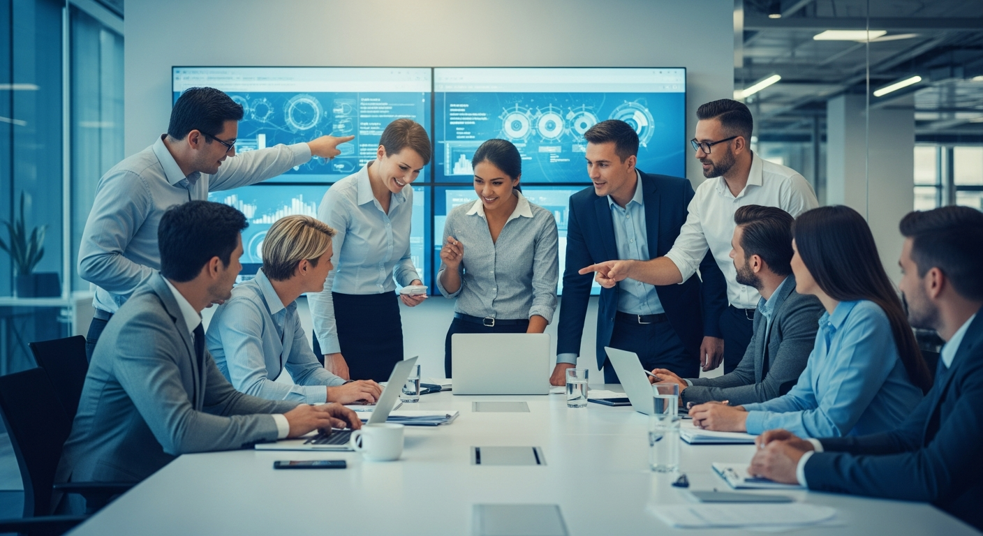 Enterprise operations center with teams collaborating